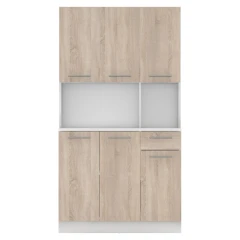 Šestidveřový kredenc, bílá/dub sonoma, PELION NEW