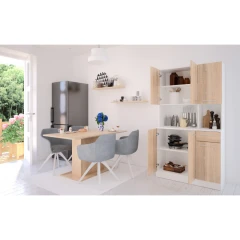 Šestidveřový kredenc, bílá/dub sonoma, PELION NEW