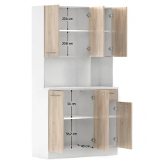 Šestidveřový kredenc, bílá/dub sonoma, PELION NEW