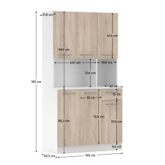 Šestidveřový kredenc, bílá/dub sonoma, PELION NEW