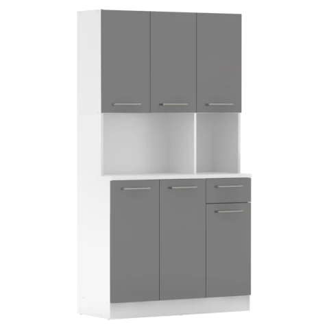 Šestidveřový kredenc PELION NEW - bílá/grafit