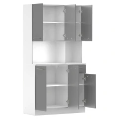 Šestidveřový kredenc, bílá/grafit, PELION NEW