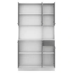 Šestidveřový kredenc, bílá/grafit, PELION NEW