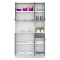 Šestidveřový kredenc, bílá/grafit, PELION NEW