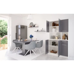 Šestidveřový kredenc, bílá/grafit, PELION NEW