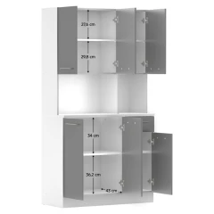 Šestidveřový kredenc, bílá/grafit, PELION NEW