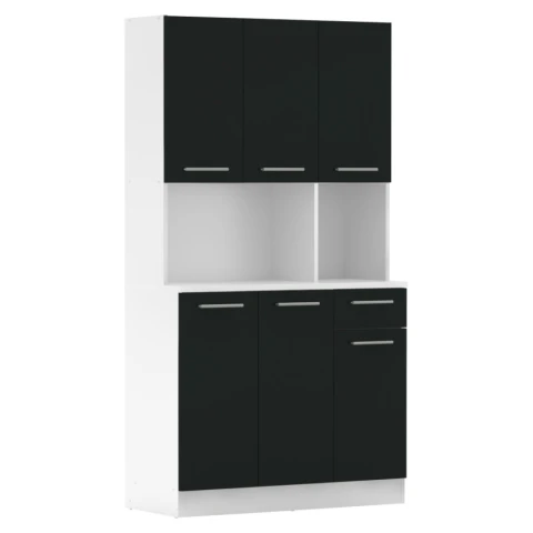 Šestidveřový kredenc PELION NEW - bílá/černá