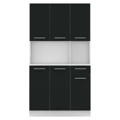 Šestidveřový kredenc, bílá/černá, PELION NEW