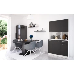 Šestidveřový kredenc, bílá/černá, PELION NEW