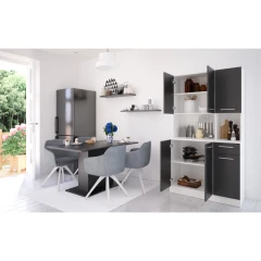 Šestidveřový kredenc, bílá/černá, PELION NEW