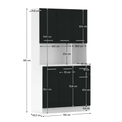 Šestidveřový kredenc, bílá/černá, PELION NEW