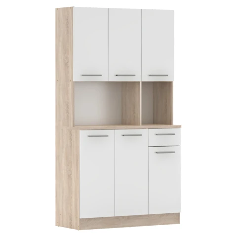 Šestidveřový kredenc PELION NEW - dub sonoma/bílá