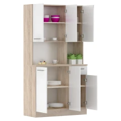 Šestidveřový kredenc, dub sonoma/bílá, PELION NEW