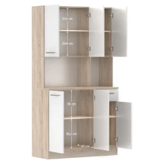 Šestidveřový kredenc, dub sonoma/bílá, PELION NEW