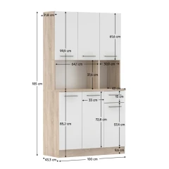 Šestidveřový kredenc, dub sonoma/bílá, PELION NEW