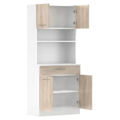 Čtyřdveřový kredenc, bílá/dub sonoma, DOMIS NEW