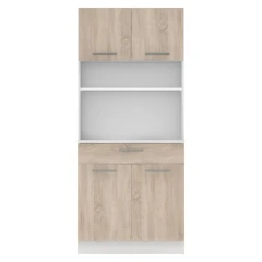 Čtyřdveřový kredenc, bílá/dub sonoma, DOMIS NEW