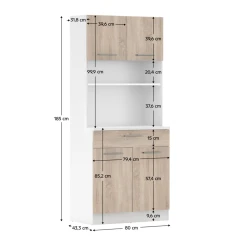 Čtyřdveřový kredenc, bílá/dub sonoma, DOMIS NEW