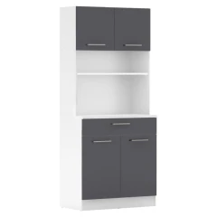 Čtyřdveřový kredenc, bílá/grafit, DOMIS NEW