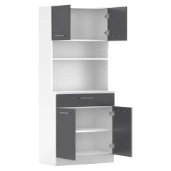 Čtyřdveřový kredenc, bílá/grafit, DOMIS NEW