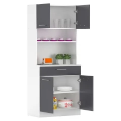 Čtyřdveřový kredenc, bílá/grafit, DOMIS NEW