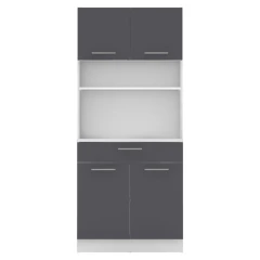 Čtyřdveřový kredenc, bílá/grafit, DOMIS NEW