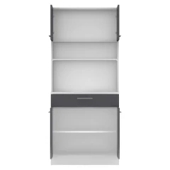 Čtyřdveřový kredenc, bílá/grafit, DOMIS NEW