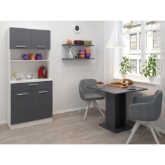 Čtyřdveřový kredenc, bílá/grafit, DOMIS NEW