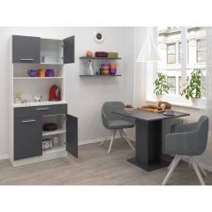 Čtyřdveřový kredenc, bílá/grafit, DOMIS NEW