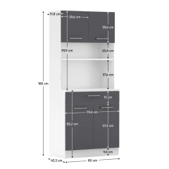 Čtyřdveřový kredenc, bílá/grafit, DOMIS NEW