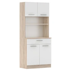 Čtyřdveřový kredenc, dub sonoma/bílá, DOMIS NEW