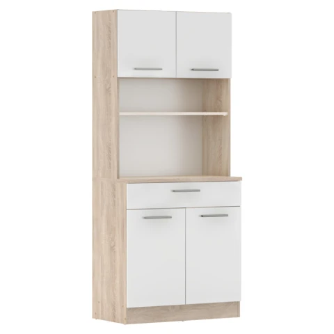 Čtyřdveřový kredenc DOMIS NEW - dub sonoma/bílá