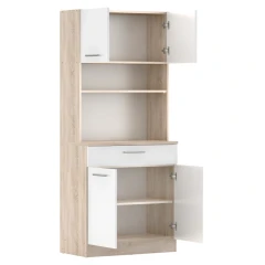 Čtyřdveřový kredenc, dub sonoma/bílá, DOMIS NEW