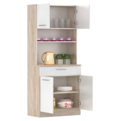 Čtyřdveřový kredenc, dub sonoma/bílá, DOMIS NEW