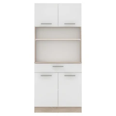 Čtyřdveřový kredenc, dub sonoma/bílá, DOMIS NEW