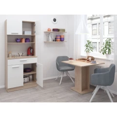 Čtyřdveřový kredenc, dub sonoma/bílá, DOMIS NEW