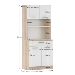 Čtyřdveřový kredenc, dub sonoma/bílá, DOMIS NEW