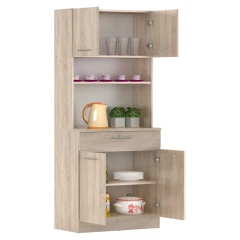 Čtyřdveřový kredenc, dub sonoma, DOMIS NEW