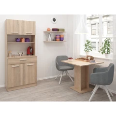 Čtyřdveřový kredenc, dub sonoma, DOMIS NEW