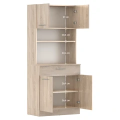 Čtyřdveřový kredenc, dub sonoma, DOMIS NEW