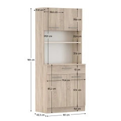 Čtyřdveřový kredenc, dub sonoma, DOMIS NEW