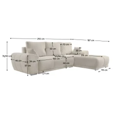 Univerzální sedací souprava, krémová, KERIM ROH