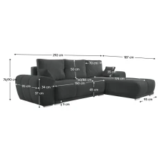 Univerzální sedací souprava, tmavě šedá, KERIM ROH