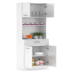 Čtyřdveřový kredenc, bílá, DOMIS NEW