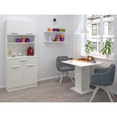 Čtyřdveřový kredenc, bílá, DOMIS NEW