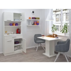 Čtyřdveřový kredenc, bílá, DOMIS NEW