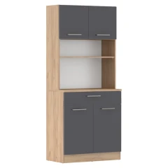 Čtyřdveřový kredenc DOMIS NEW - dub artisan/grafit