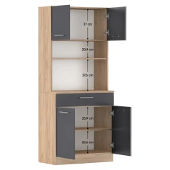 Čtyřdveřový kredenc, dub artisan/grafit, DOMIS NEW