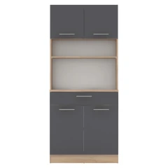 Čtyřdveřový kredenc, dub artisan/grafit, DOMIS NEW