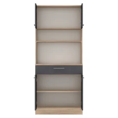 Čtyřdveřový kredenc, dub artisan/grafit, DOMIS NEW